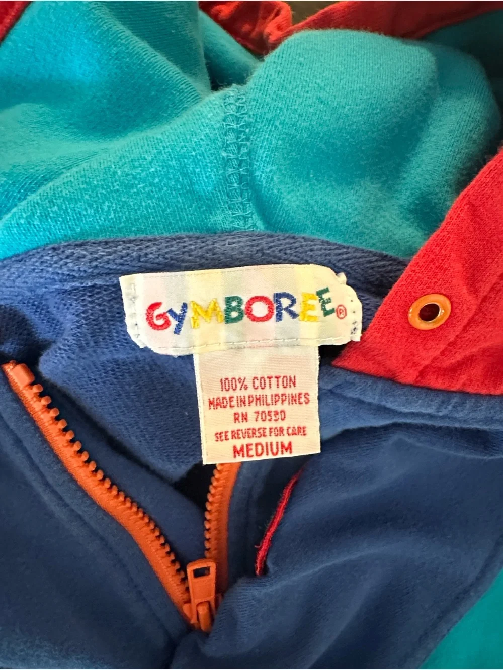 Vintage Gymboree Color Block Hoodie | Rainbow Tag | 90s Kids Clothing
